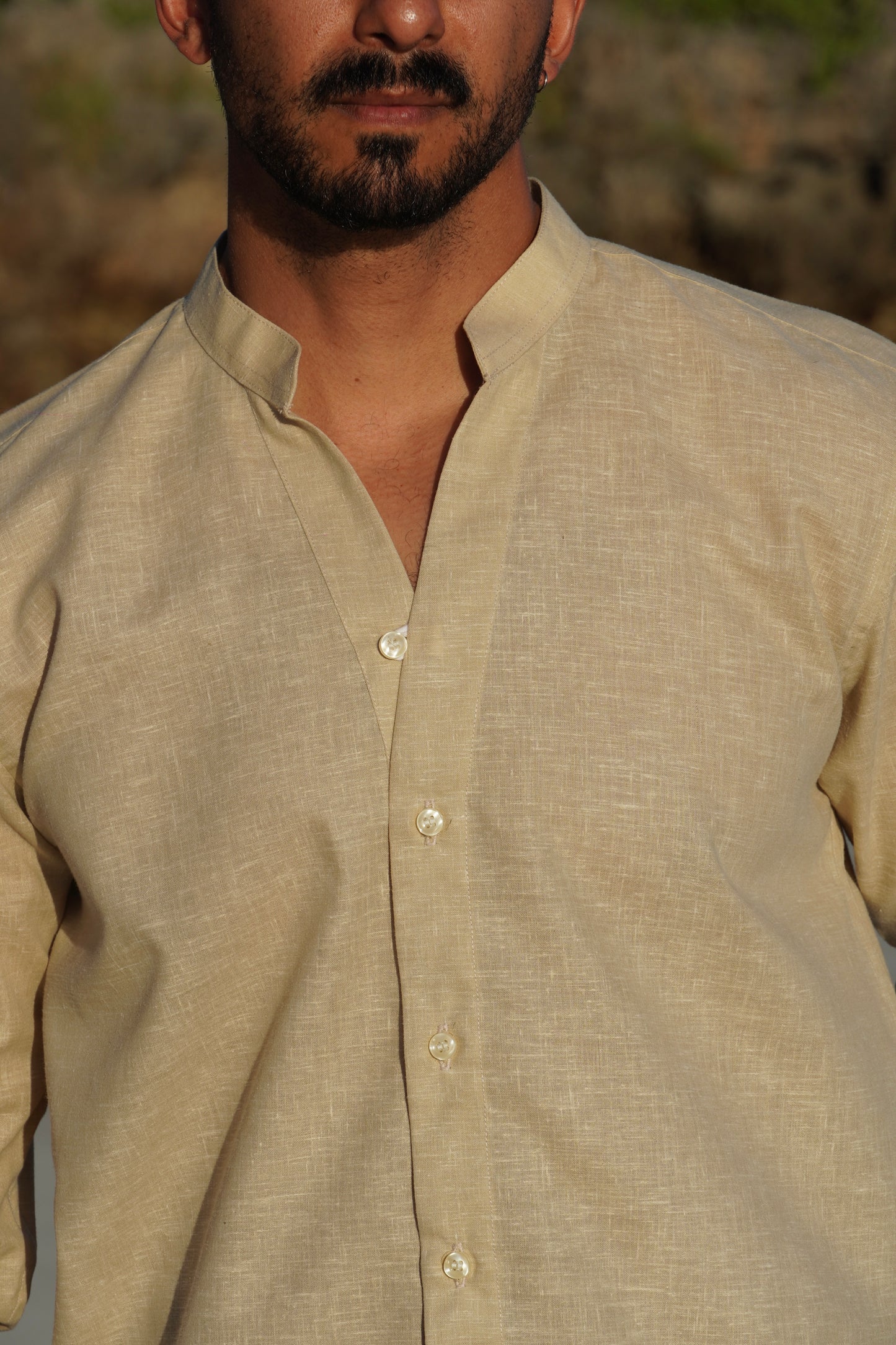 BAHARI LINEN SHIRT - Light Beige