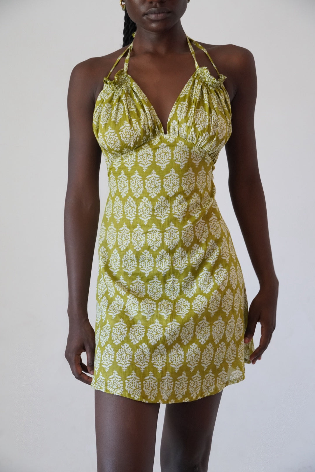YANI MINI DRESS - Green Leaves