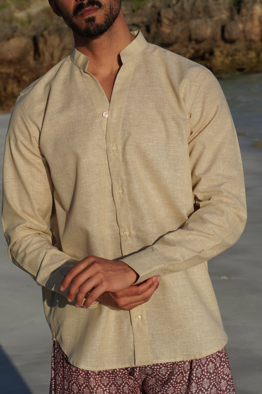 BAHARI LINEN SHIRT - Light Beige