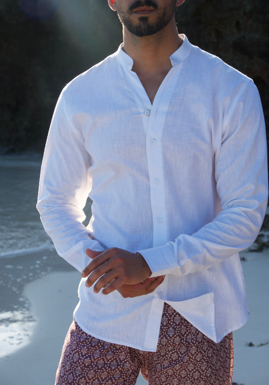 BAHARI LINEN SHIRT - White